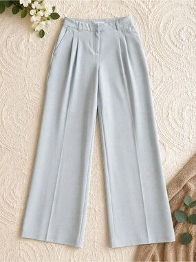 House of Harlow 1960 Pleated Wide-Leg Pants in Light Blue